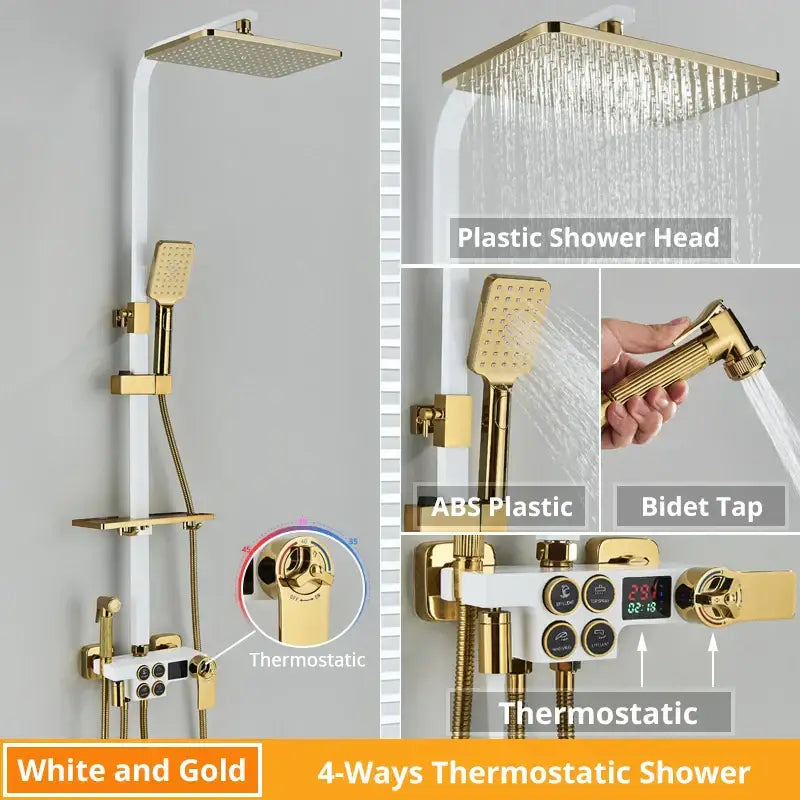Modern matte black digital shower faucet set bathroom rain system