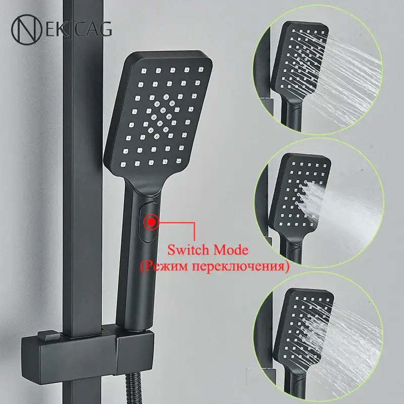 Modern matte black digital shower faucet set bathroom rainfall system