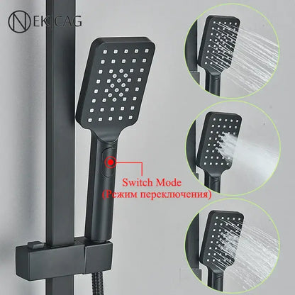 Modern matte black digital shower faucet set bathroom rainfall system