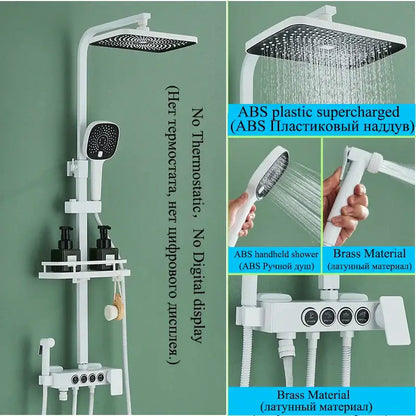 Modern matte black digital shower faucet set bathroom rainfall system