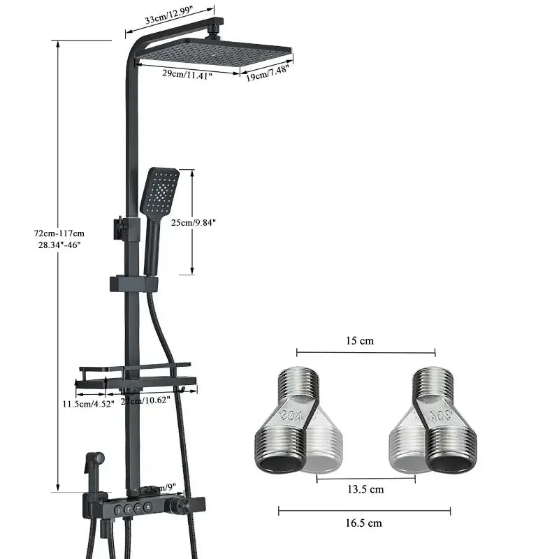 Modern matte black digital shower faucet set bathroom rainfall system