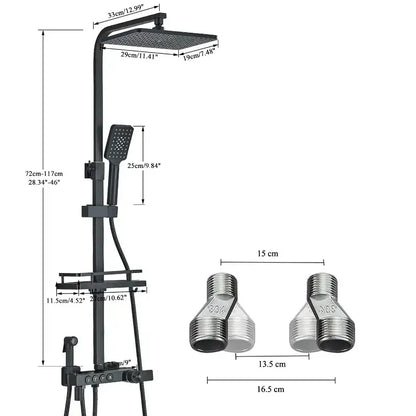 Modern matte black digital shower faucet set bathroom rainfall system