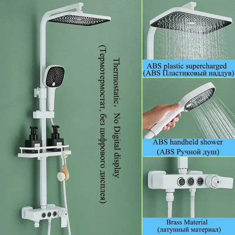 Modern matte black digital shower faucet set bathroom rainfall system