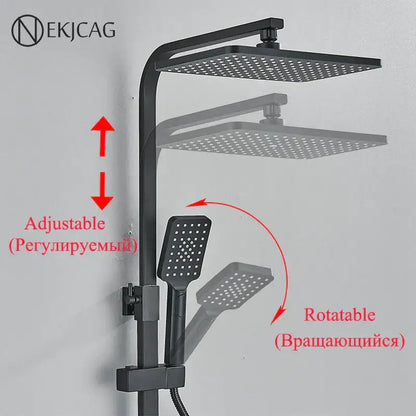 Modern matte black digital shower faucet set bathroom rainfall system