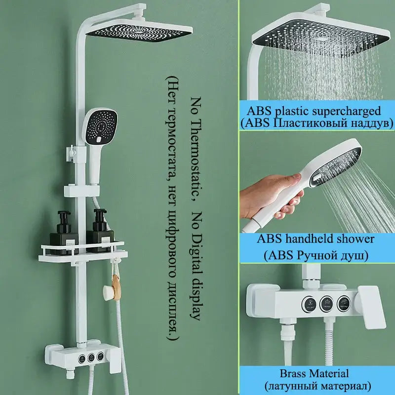 Modern matte black digital shower faucet set bathroom rainfall system