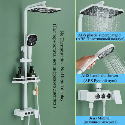 Modern matte black digital shower faucet set bathroom rainfall system