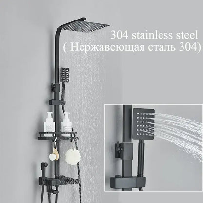 Modern matte black digital shower faucet set with bidet for bathroom