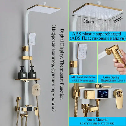Modern matte black digital shower faucet set with bidet for bathroom