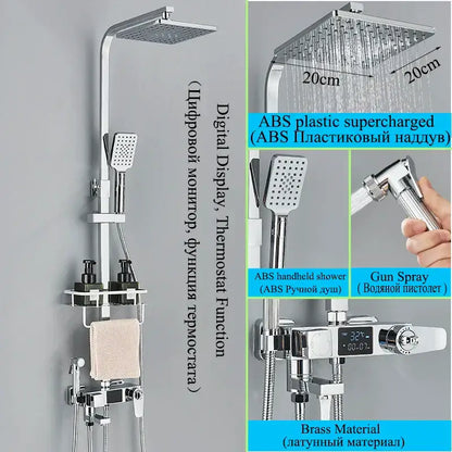 Modern matte black digital shower faucet set with bidet for bathroom