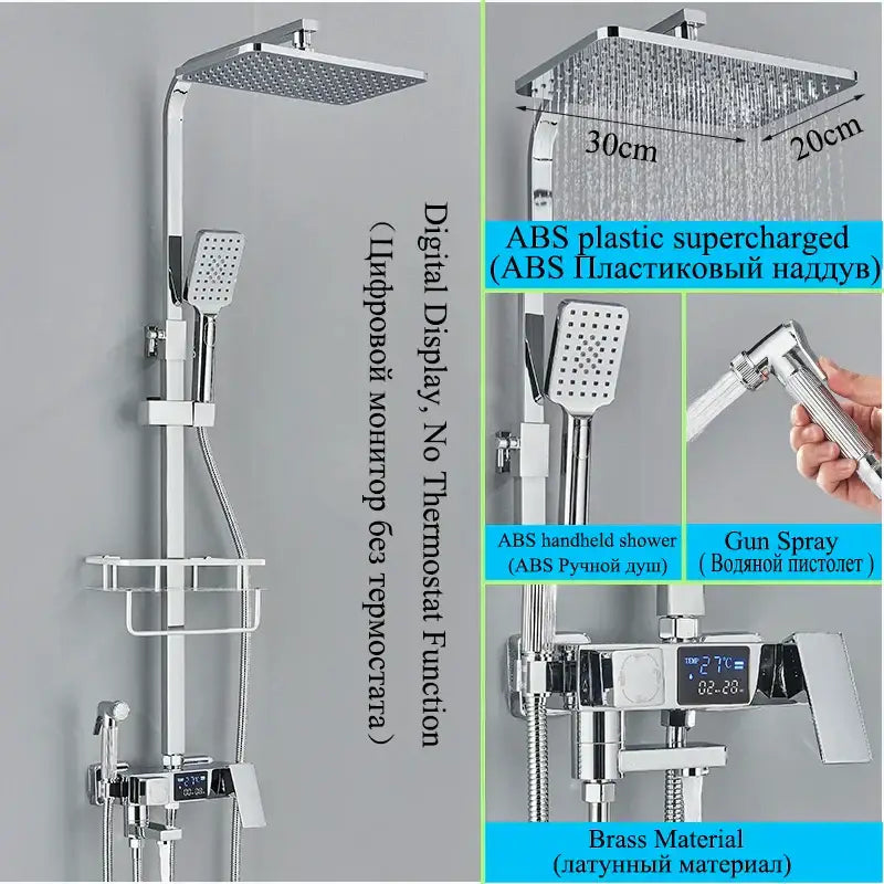 Modern matte black digital shower faucet set with bidet for bathroom
