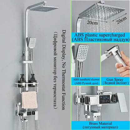 Modern matte black digital shower faucet set with bidet for bathroom