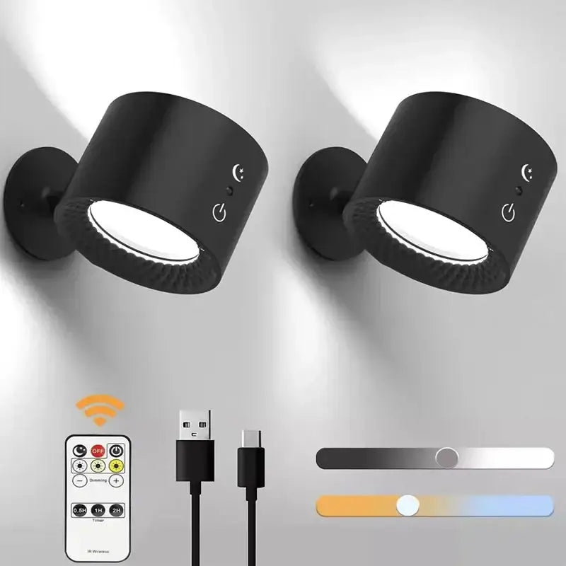 Modern matte black double head wall lamp bedroom led spotlight
