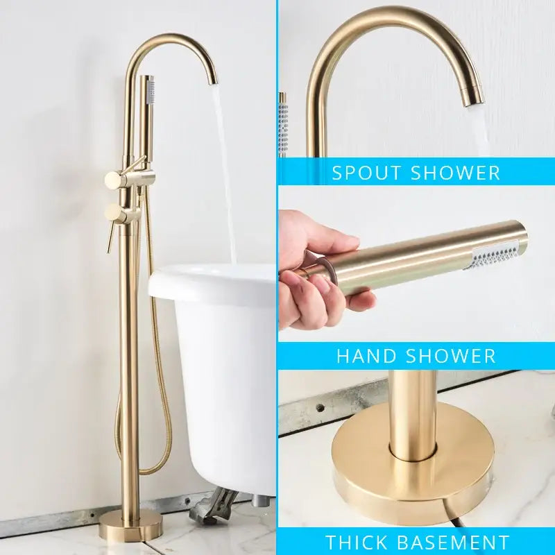 Modern matte black dual handle bathtub faucet set bathroom floor tap