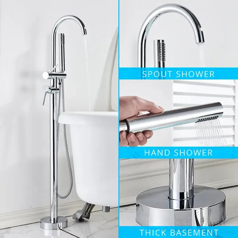 Modern matte black dual handle bathtub faucet set bathroom floor tap