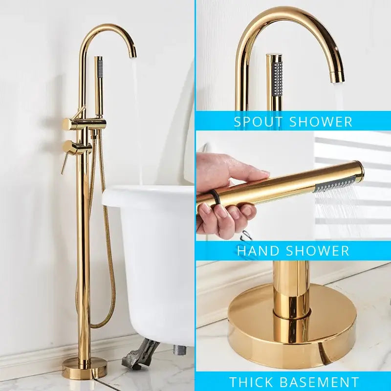 Modern matte black dual handle bathtub faucet set bathroom floor tap