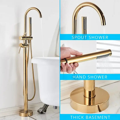 Modern matte black dual handle bathtub faucet set bathroom floor tap