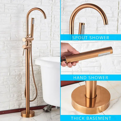 Modern matte black dual handle bathtub faucet set bathroom floor tap