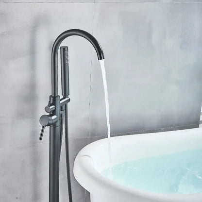 Modern matte black dual handle bathtub faucet set bathroom floor tap