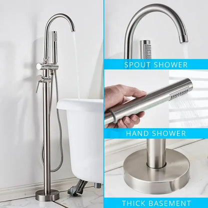 Modern matte black dual handle bathtub faucet set bathroom floor tap