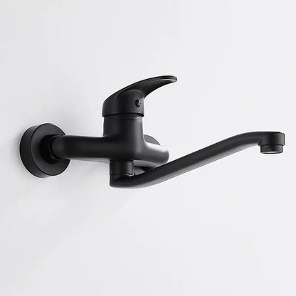 Modern matte black dual hole kitchen faucet with curved spout