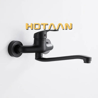 Modern matte black dual hole kitchen faucet with curved spout