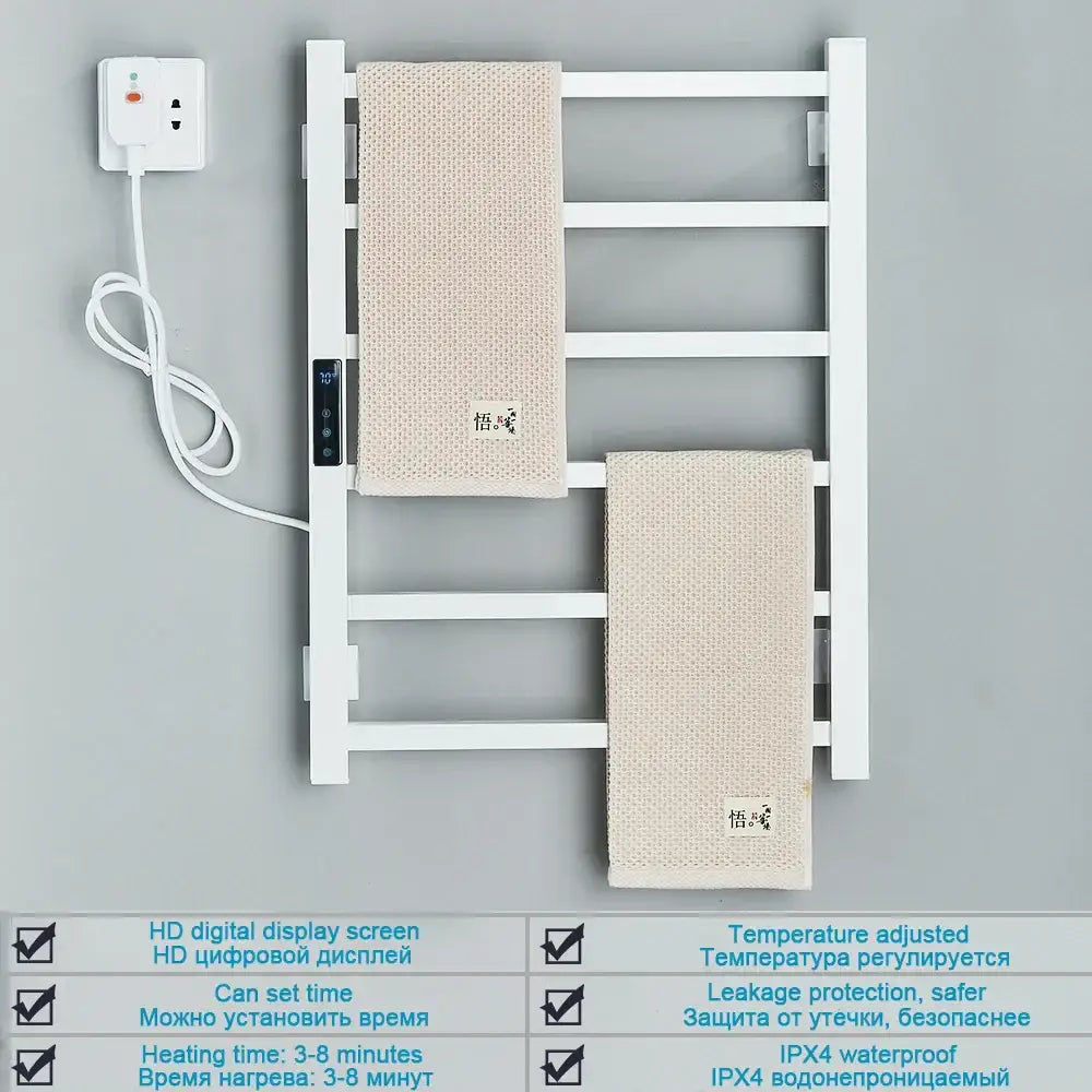 Modern matte black electric towel warmer bathroom digital display