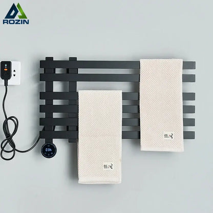 Modern matte black electric towel warmer bathroom digital display