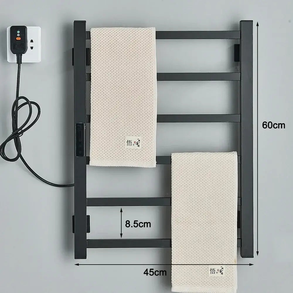 Modern matte black electric towel warmer bathroom digital display