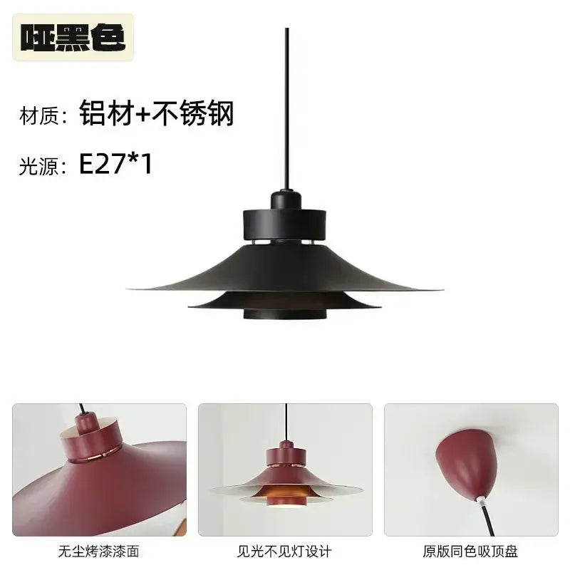 Modern matte black flying saucer pendant light dining room