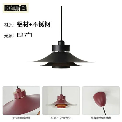Modern matte black flying saucer pendant light dining room