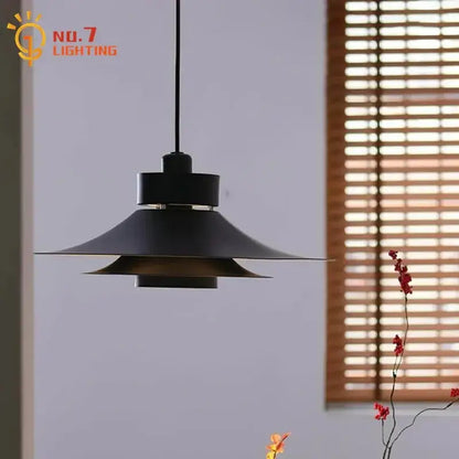 Modern matte black flying saucer pendant light dining room