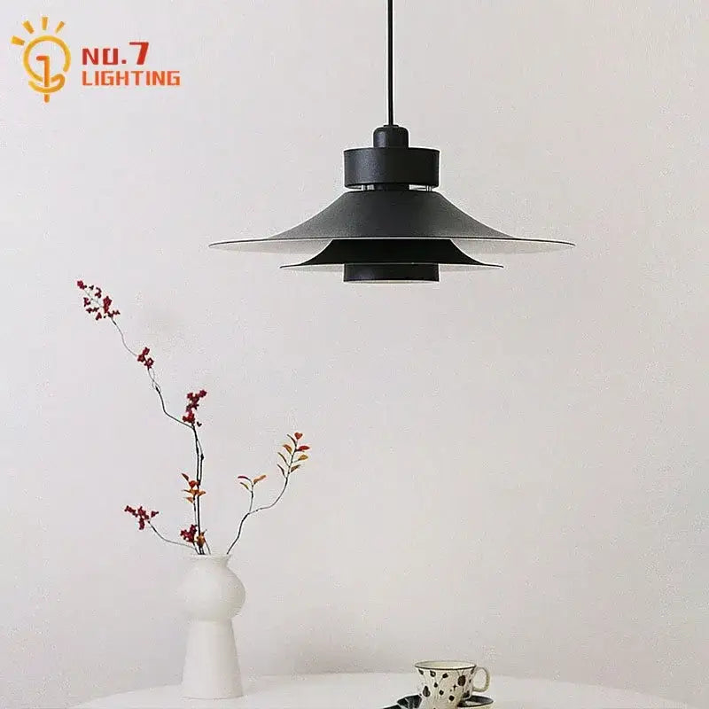 Modern matte black flying saucer pendant light dining room