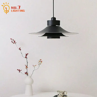Modern matte black flying saucer pendant light dining room