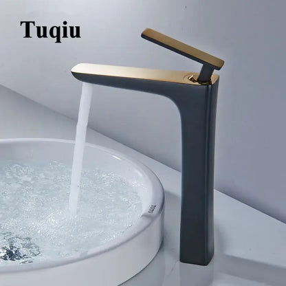 Modern matte black & gold basin faucet bathroom mixer tap