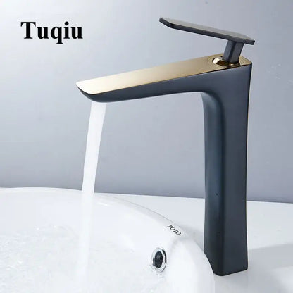 Modern matte black & gold basin faucet bathroom mixer tap