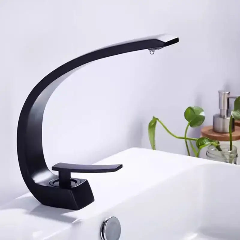 Modern matte black & gold modern basin faucet for bathroom