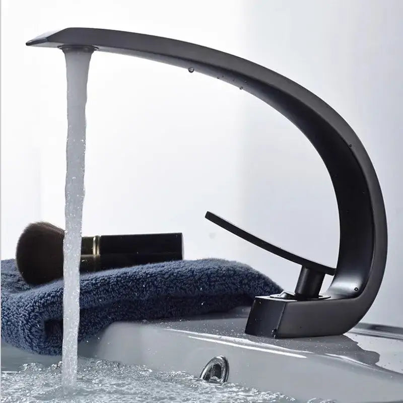 Modern matte black & gold modern basin faucet for bathroom