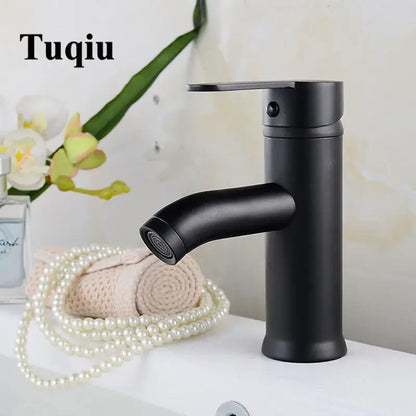 Modern matte black & gold single handle faucet wash basin mixer
