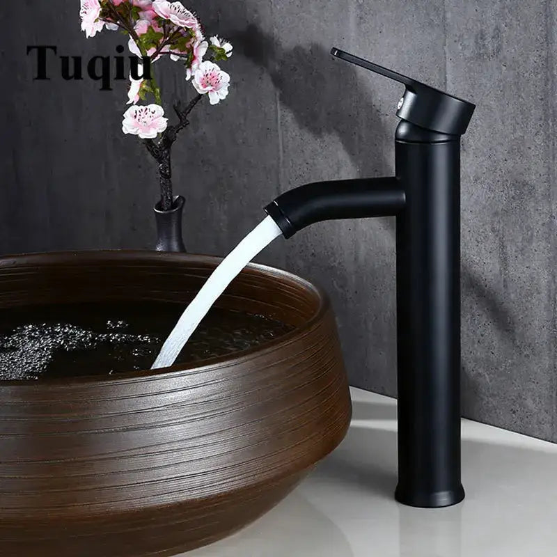 Modern matte black & gold single handle faucet wash basin mixer