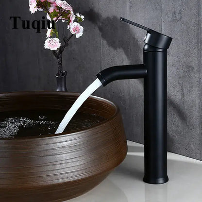 Modern matte black & gold single handle faucet wash basin mixer