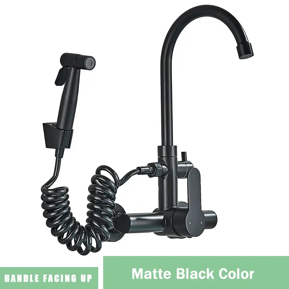 Modern matte black gourmet kitchen faucet with extendable spray