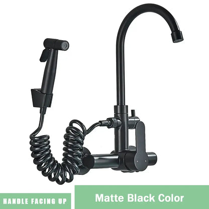 Modern matte black gourmet kitchen faucet with extendable spray