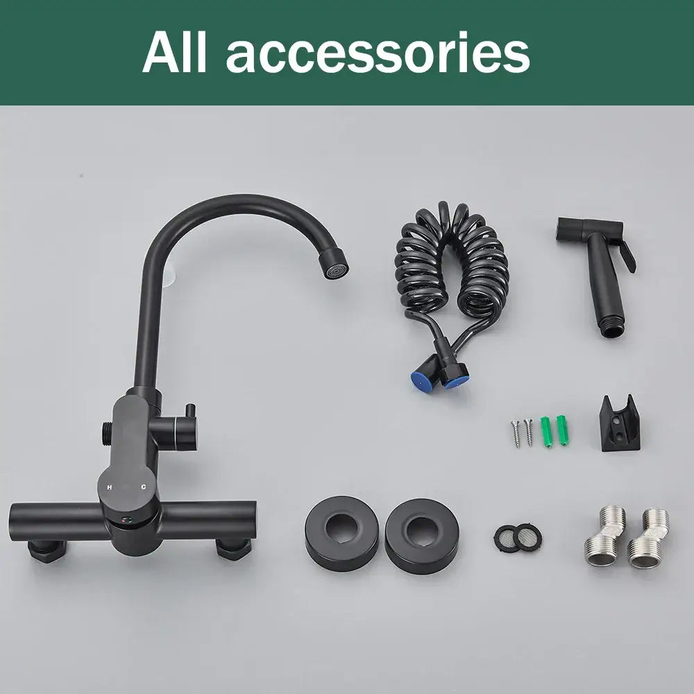 Modern matte black gourmet kitchen faucet with extendable spray