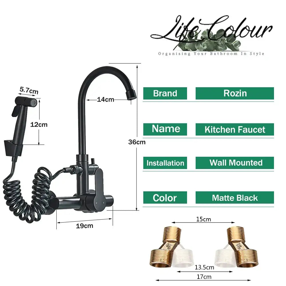 Modern matte black gourmet kitchen faucet with extendable spray
