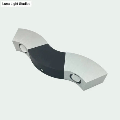 Modern matte black & gray sconce light bedroom aluminum wave design