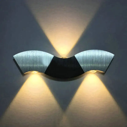 Modern matte black & gray sconce light bedroom aluminum wave design