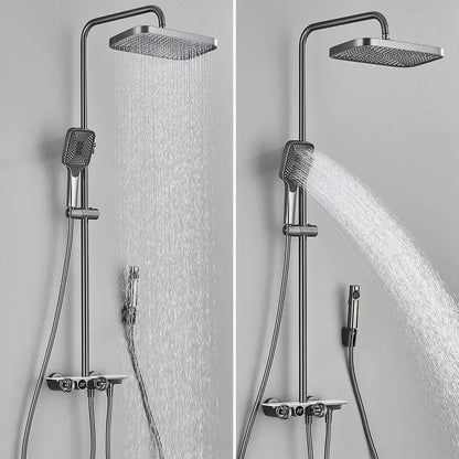 Modern matte black & grey digital shower faucet set bathroom rainfall