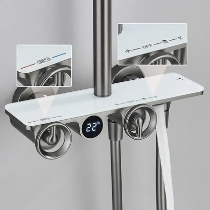 Modern matte black & grey digital shower faucet set bathroom rainfall