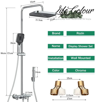 Modern matte black & grey digital shower faucet set bathroom rainfall