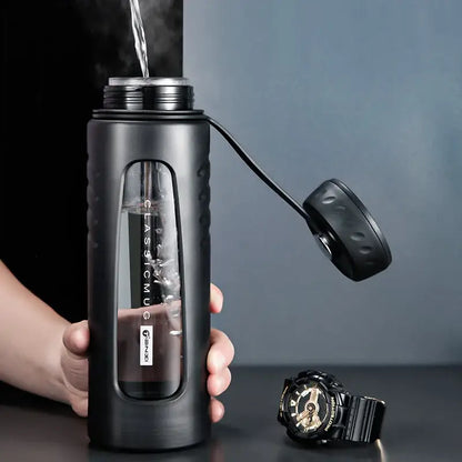 Modern matte black insulated glass water cup kitchen drinkware